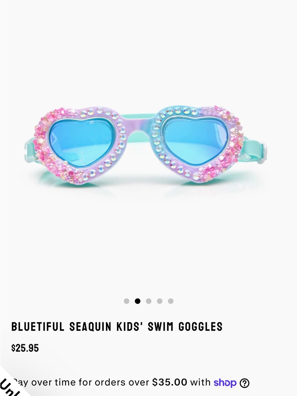 Sequin Kids' Heart Swim Goggles - Pink & Blue